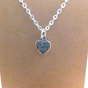 I Love my Dog 2 sided Heart Necklace